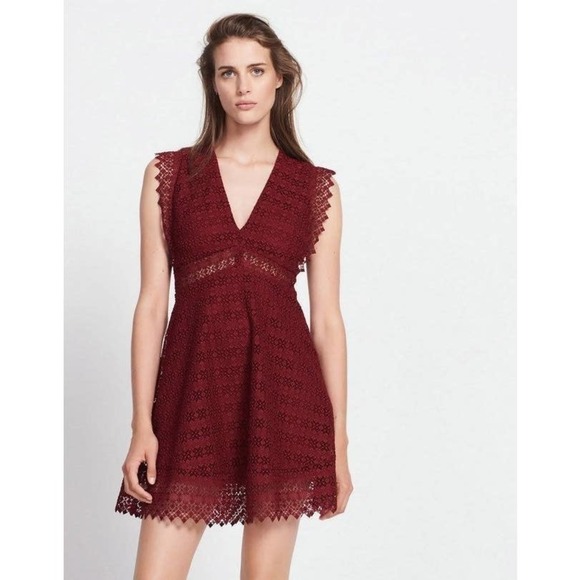 Sandro Lindsey red  crochet mini dress size 8 US - Picture 1 of 13